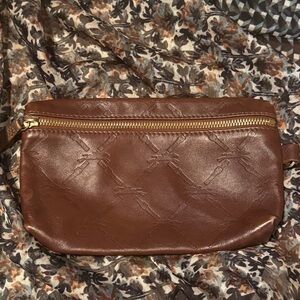Longchamp Embossed Leather Cognac Travel Bag